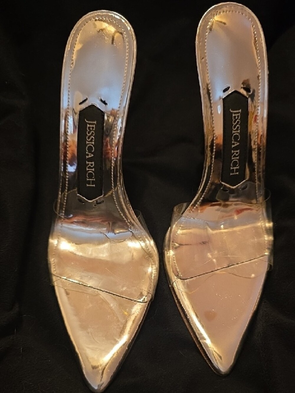 Clear Strap Silver Stiletto Mule Heel - Picture 12 of 15